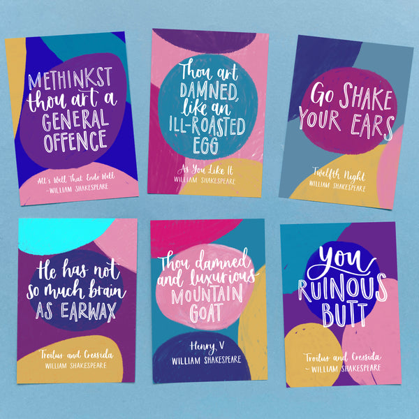 A6 Shakespearean Insults postcard - Methinkst thou art a general offence