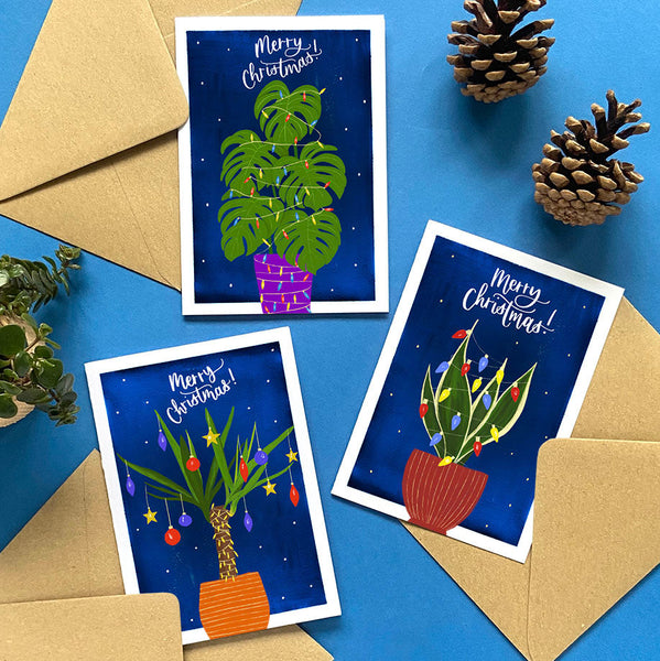 Botanical Christmas card - Festive Snake Plant