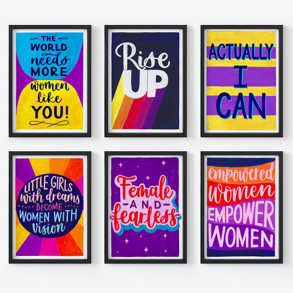 Colourful feminist print - Rise up