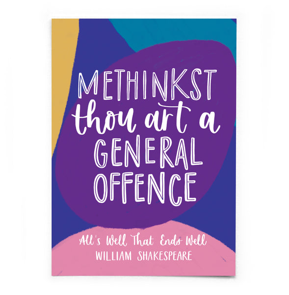 A6 Shakespearean Insults postcard - Methinkst thou art a general offence