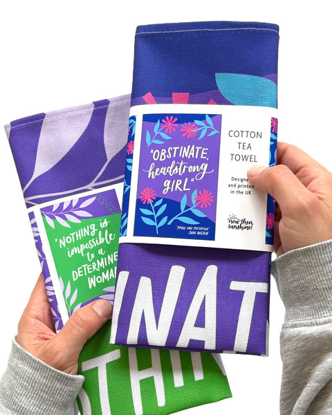 Literary Jane Austen tea towel - Obstinate, headstrong girl - Pride and Prejudice