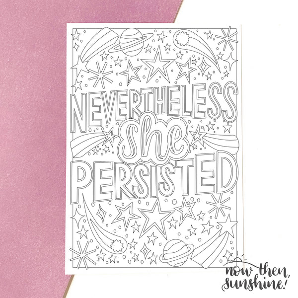 A6 postcard pack of six feminist colouring postcards on recycled card