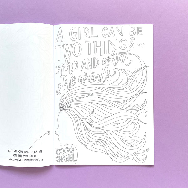 Make More Noise: a colouring book of feminist phrases