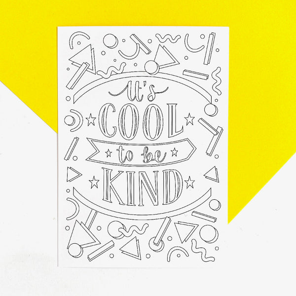 A6 pack of six positive colouring postcards on recycled card