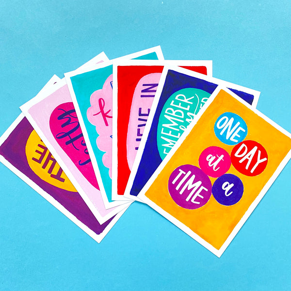 A6 motivational postcard: 'One day at a time' - printed on recycled card