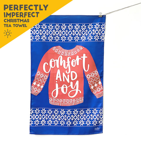 TEA TOWEL SECOND - 'Comfort and joy' Christmas tea towel