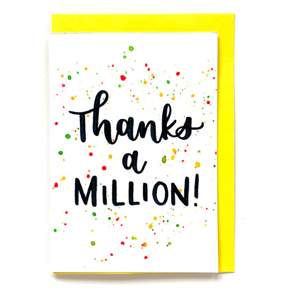 Fun 'Thanks a million' card with randomly coloured envelope