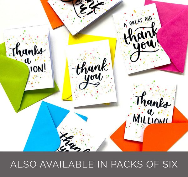 Fun 'Thanks a million' card with randomly coloured envelope