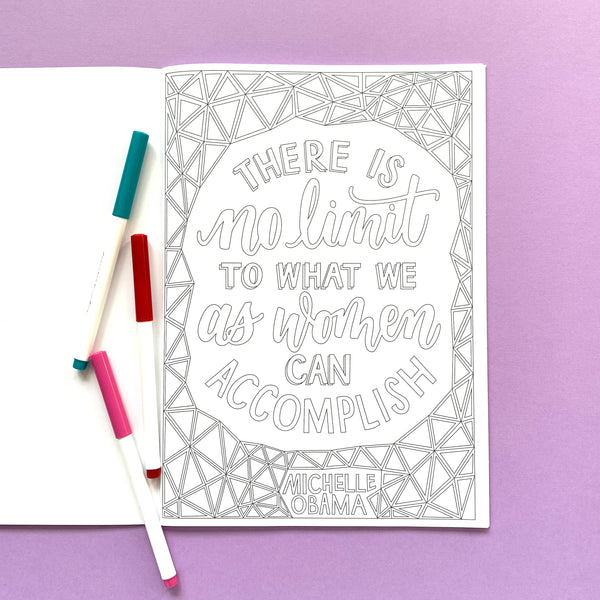 Make More Noise: a colouring book of feminist phrases