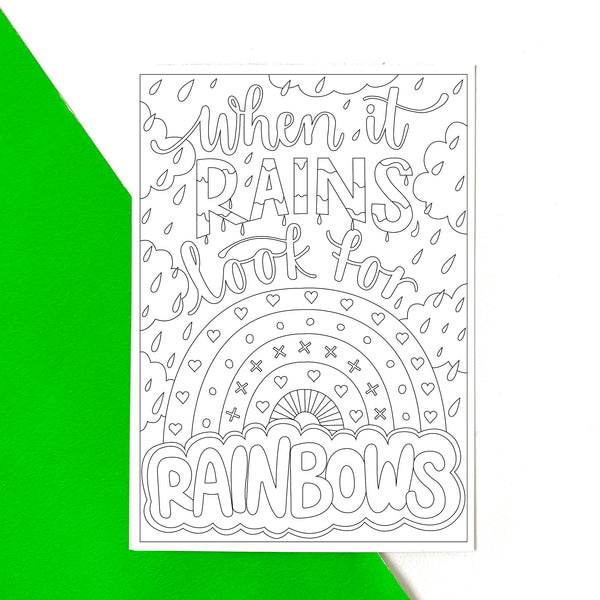 A6 postcard pack of six positive colouring postcards on recycled card
