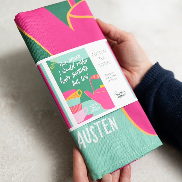 Literary Jane Austen tea towel - But indeed, I would rather have nothing but tea - Mansfield Park