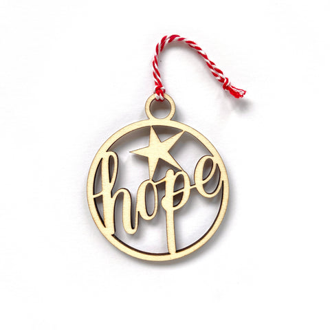 Wooden 'Hope' lasercut tree decoration (other designs available)