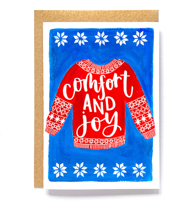 Colourful Christmas card - Comfort and joy