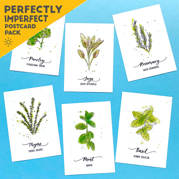 POSTCARD PACK SECOND: six herb postcards on recycled card