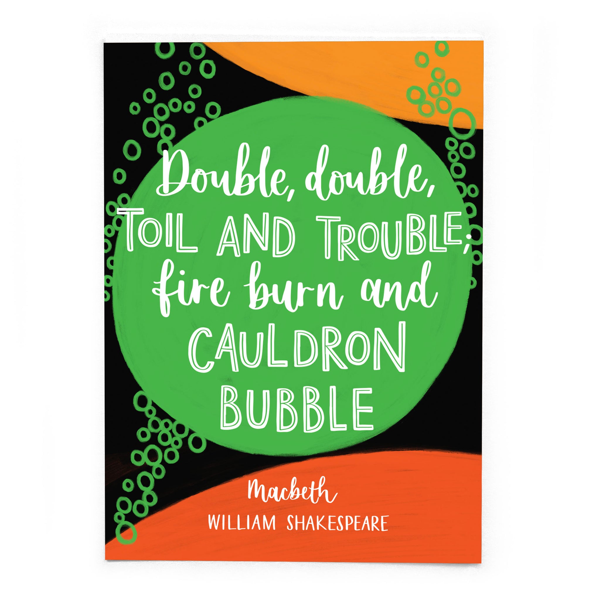 A6 Halloween postcard: Double double toil and trouble - Shakespeare quote