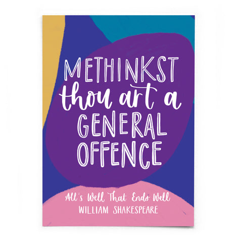 A6 Shakespearean Insults postcard - Methinkst thou art a general offence
