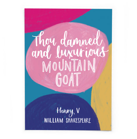 A6 Shakespearean Insults postcard - Thou damned and luxurious mountain goat