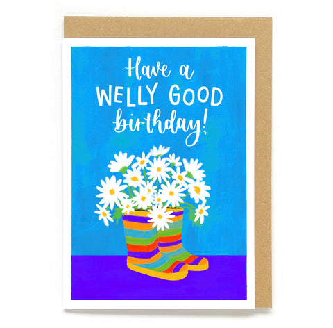 Botanical birthday card - Have a welly good birthday!