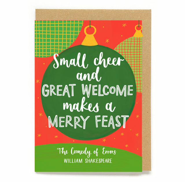 Christmas card with Shakespeare quote - Small cheer and great welcome makes a merry feast