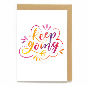 Watercolour motivational card: Keep going!