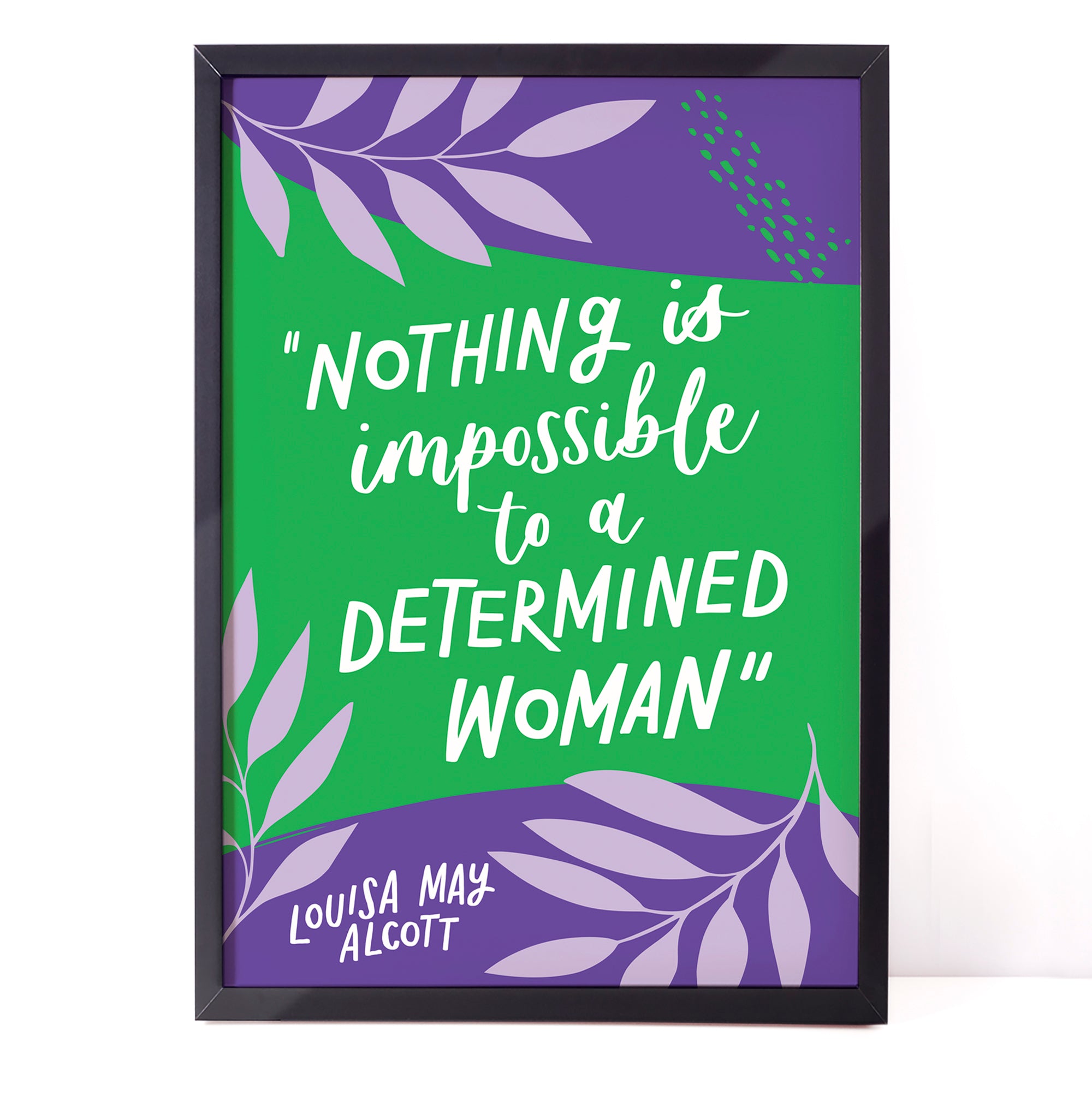 Colourful literary Louisa May Alcott print - Nothing is impossible to a determined woman