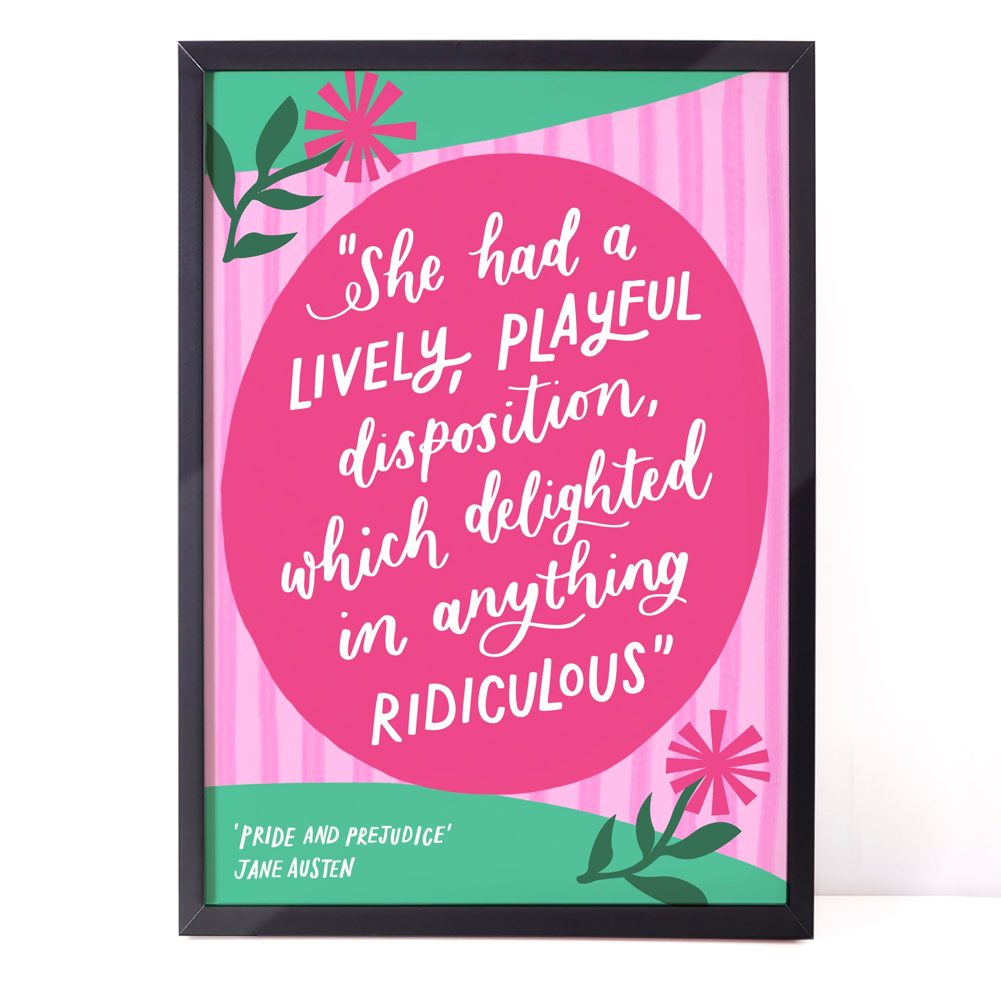 Colourful literary Jane Austen print - She had a lively, playful disposition...