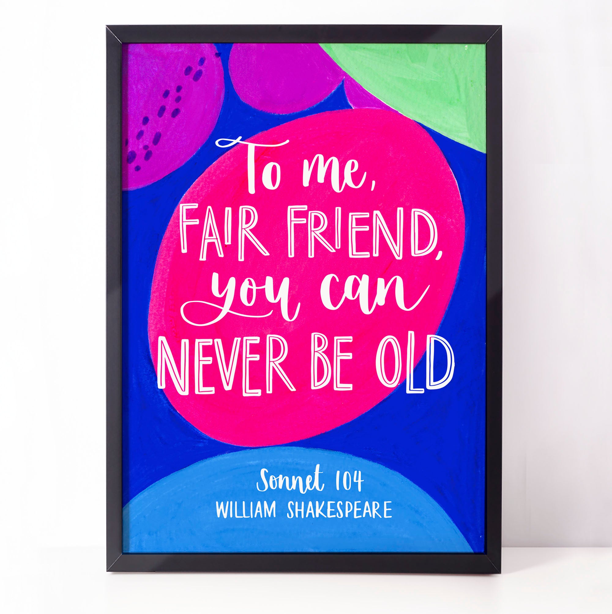 Fun, colourful Shakespeare print - To me, fair friend, you can never be old