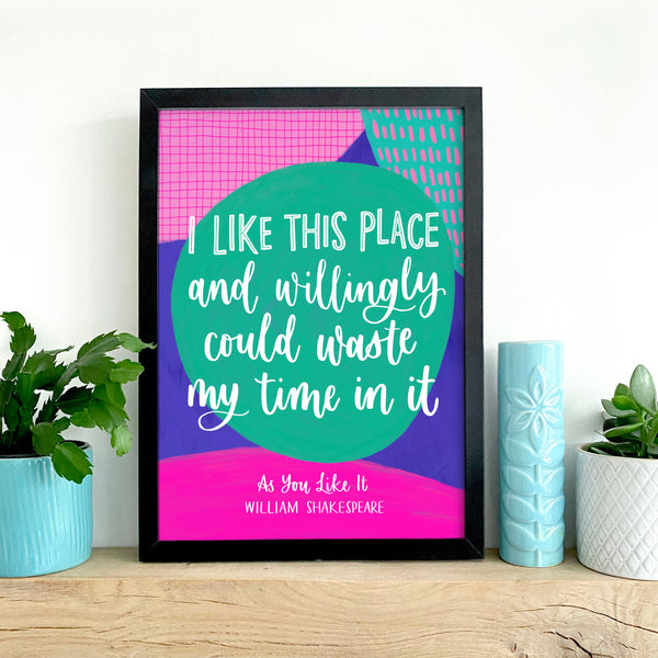 Fun, colourful Shakespeare print - I like this place and willingly could waste my time in it