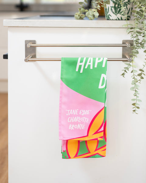 Literary Charlotte Brontë tea towel - I would always rather be happy than dignified