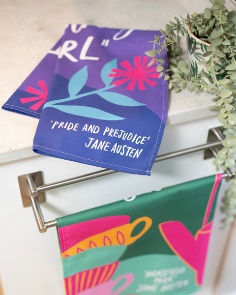 Literary Jane Austen tea towel - Obstinate, headstrong girl - Pride and Prejudice