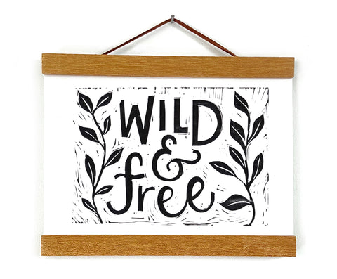 Limited edition botanical lino print: "Wild and free"