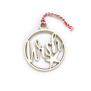 Wooden 'Wish' lasercut tree decoration (other designs available)