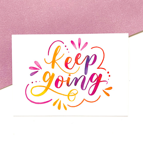 A6 positive postcard: 'Keep going' - printed on recycled card