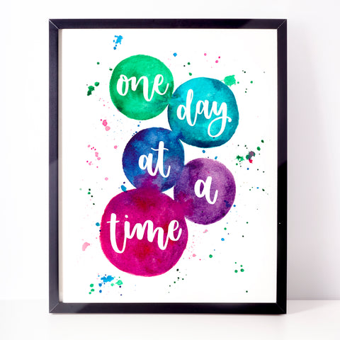 Colourful motivational wall art - One day at a time