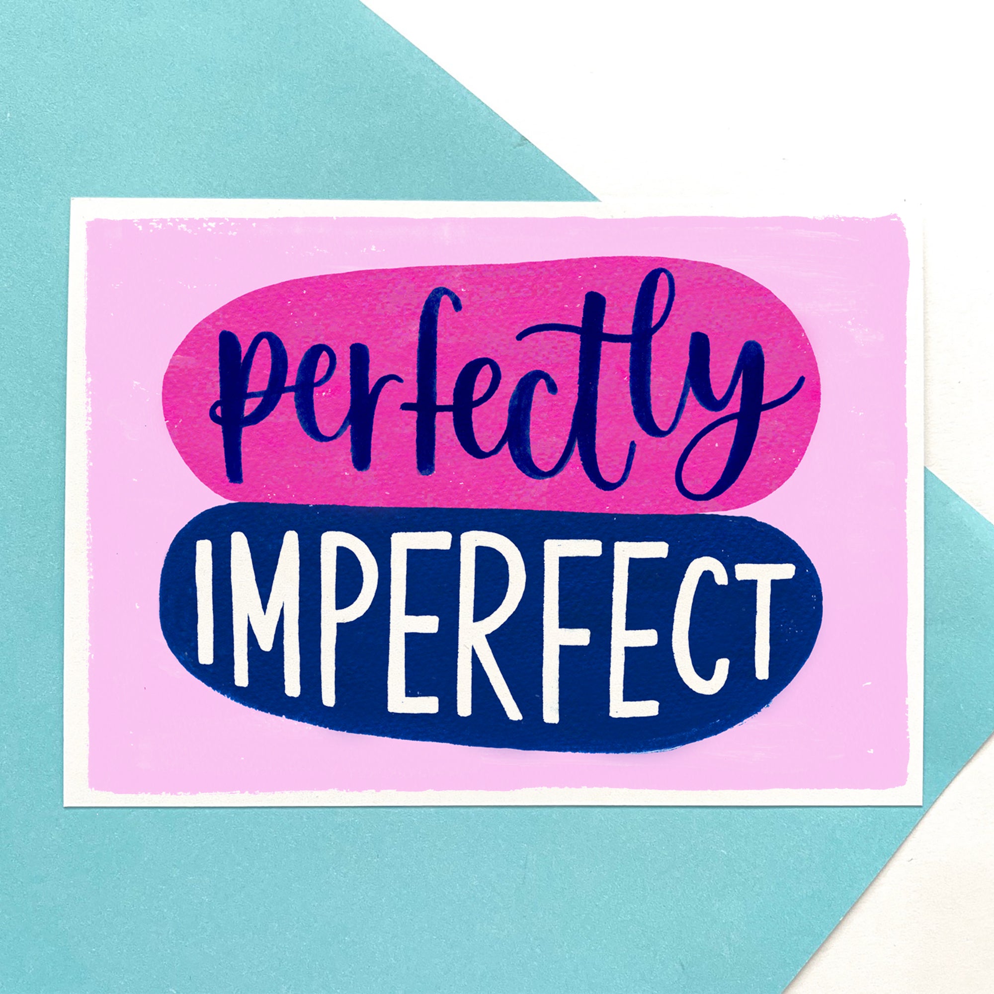 A6 motivational postcard: 'Perfectly imperfect' - printed on recycled card