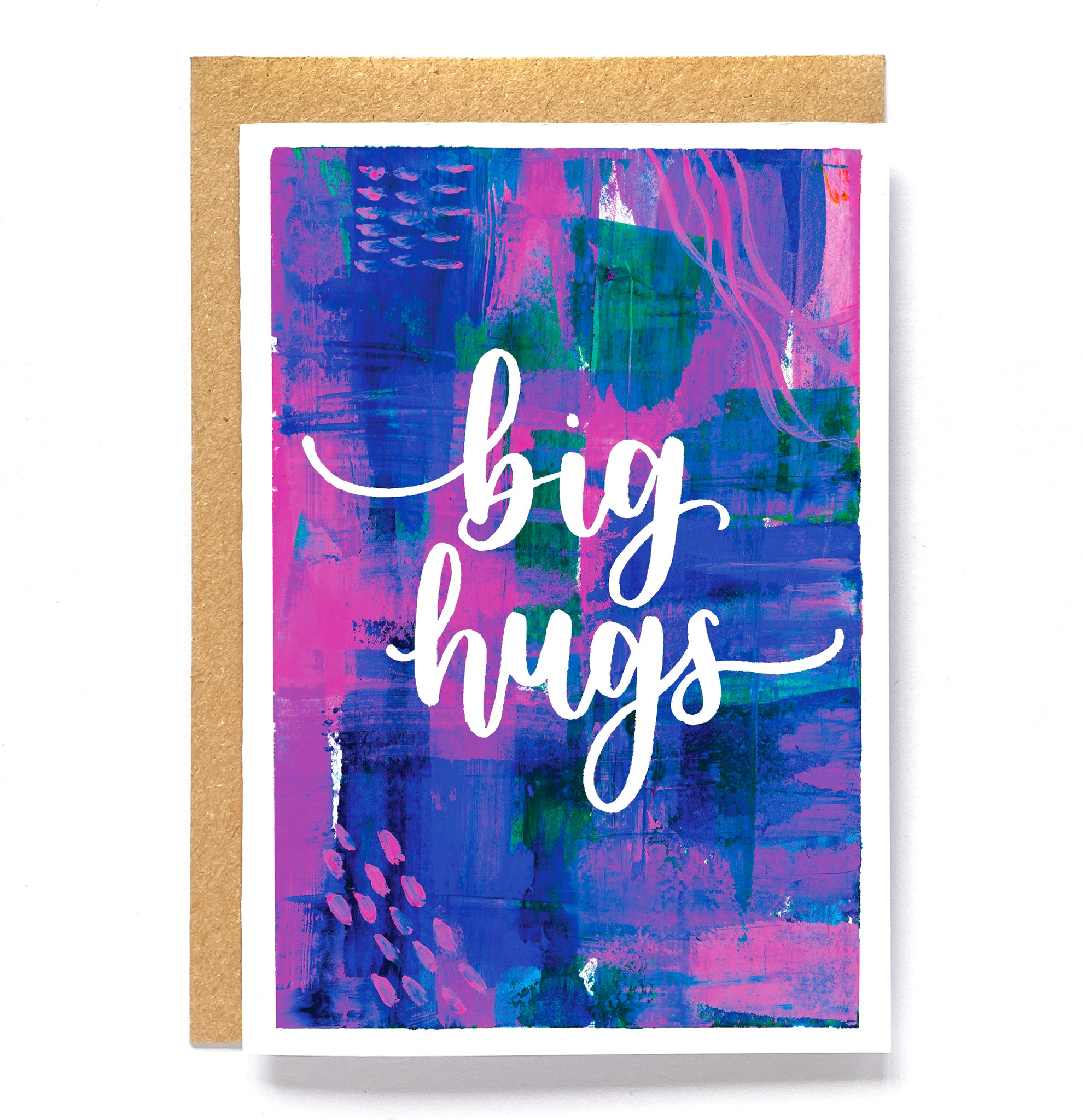 Colourful greetings card - 'Big hugs!'