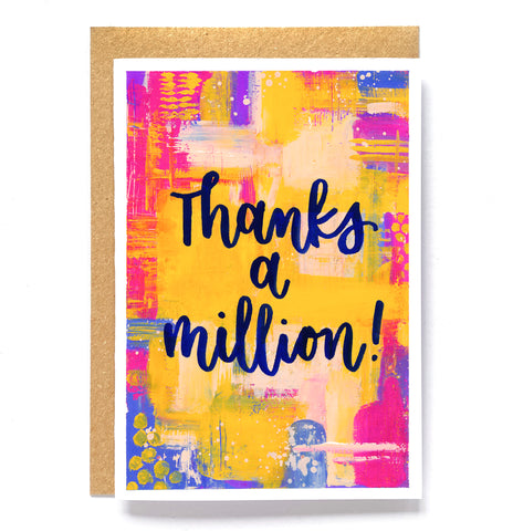 Colourful thank you card - 'Thanks a million'