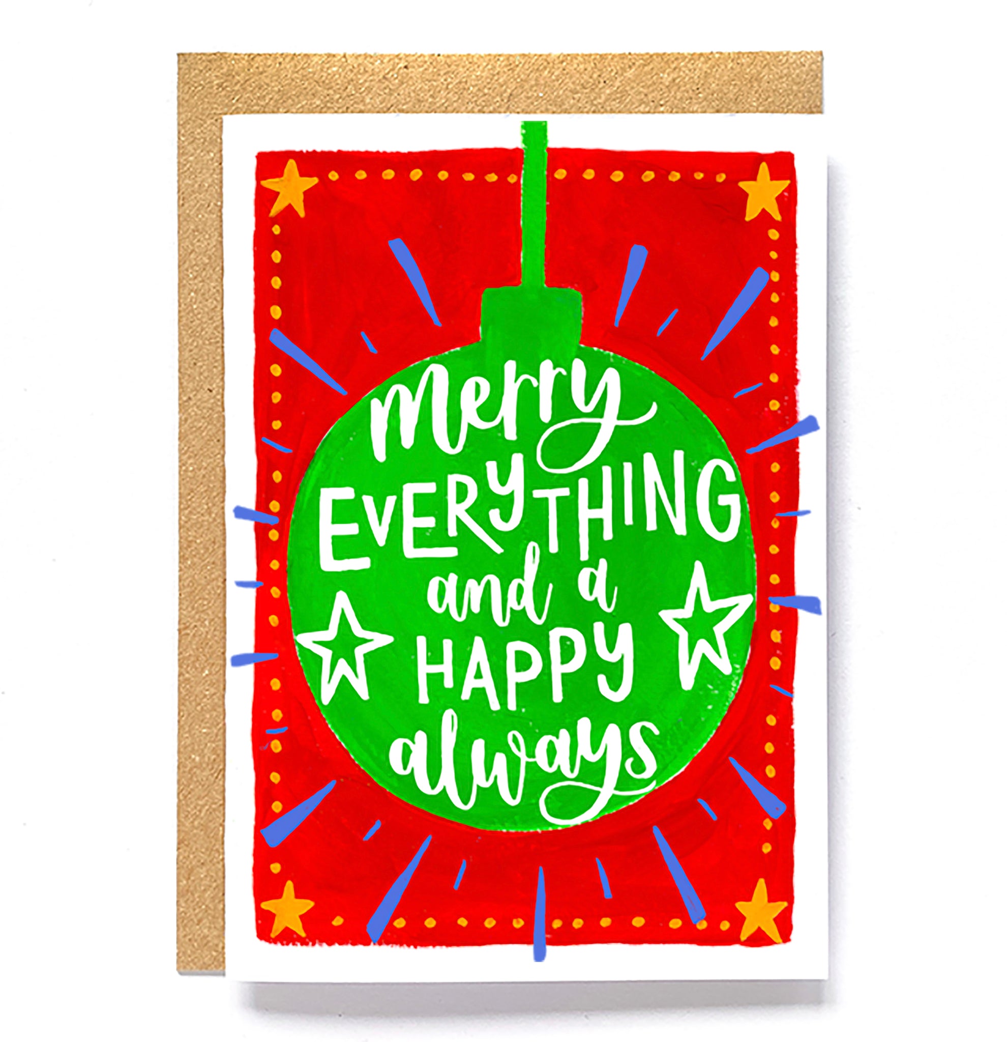 Colourful Christmas card - Merry everything and a happy always