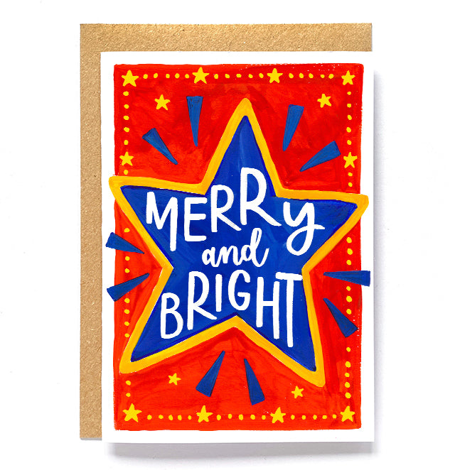 Colourful Christmas card - Merry and bright