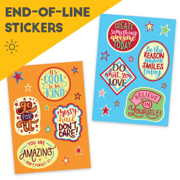 END-OF-LINE STICKERS - set of 2 happy sticker sheets