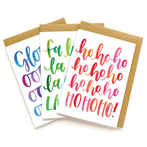 Pack of 3 'Festive words' Christmas cards