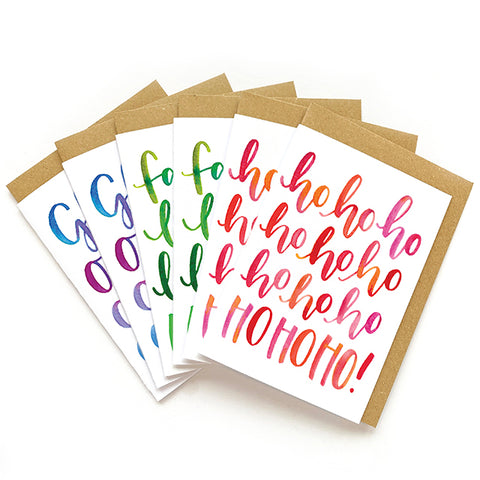 Pack of 6 'Festive words' Christmas cards