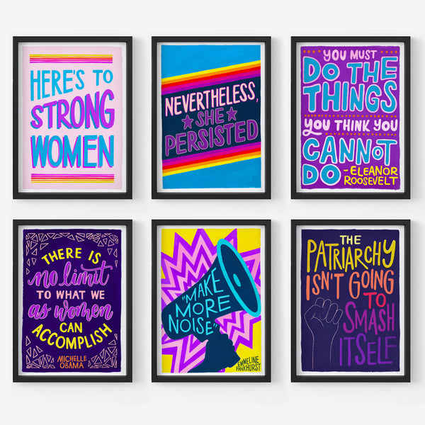 Colourful feminist print - Here's to strong women