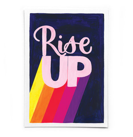 Colourful A6 postcard on recycled card - 'Rise Up'