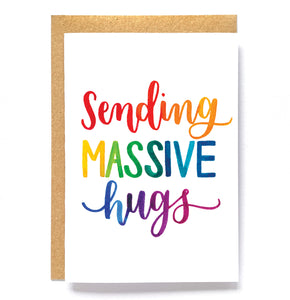 Rainbow card: 'Sending massive hugs'