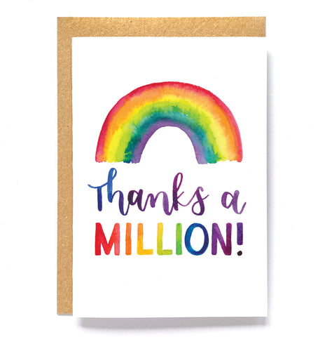 Rainbow thank you card - 'Thanks a million!'