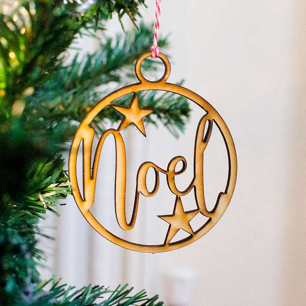 Wooden 'Noel' lasercut tree decoration on fsc-certified wood (other designs available)